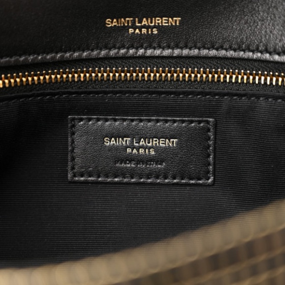 Yves Saint Laurent Suede Contrast Stitching Monogram Kate 99 Black Gold Bag - Picture 3 of 10